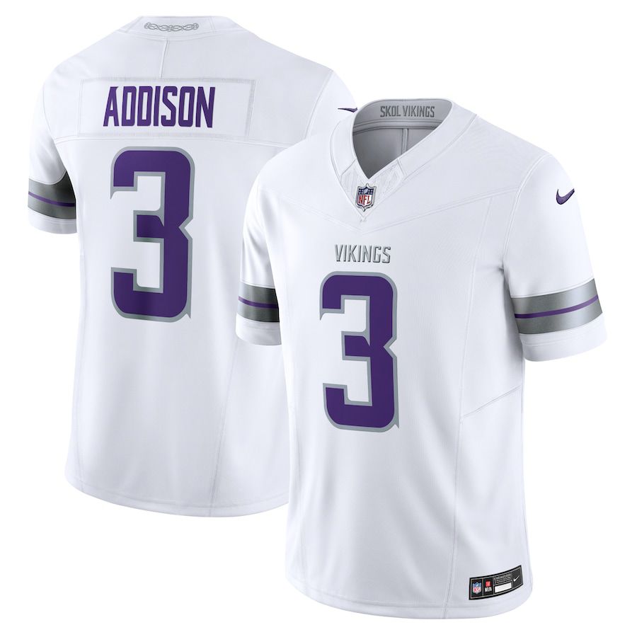 Men Minnesota Vikings #3 Jordan Addison Nike White Alternate Vapor F.U.S.E. Limited NFL Jersey